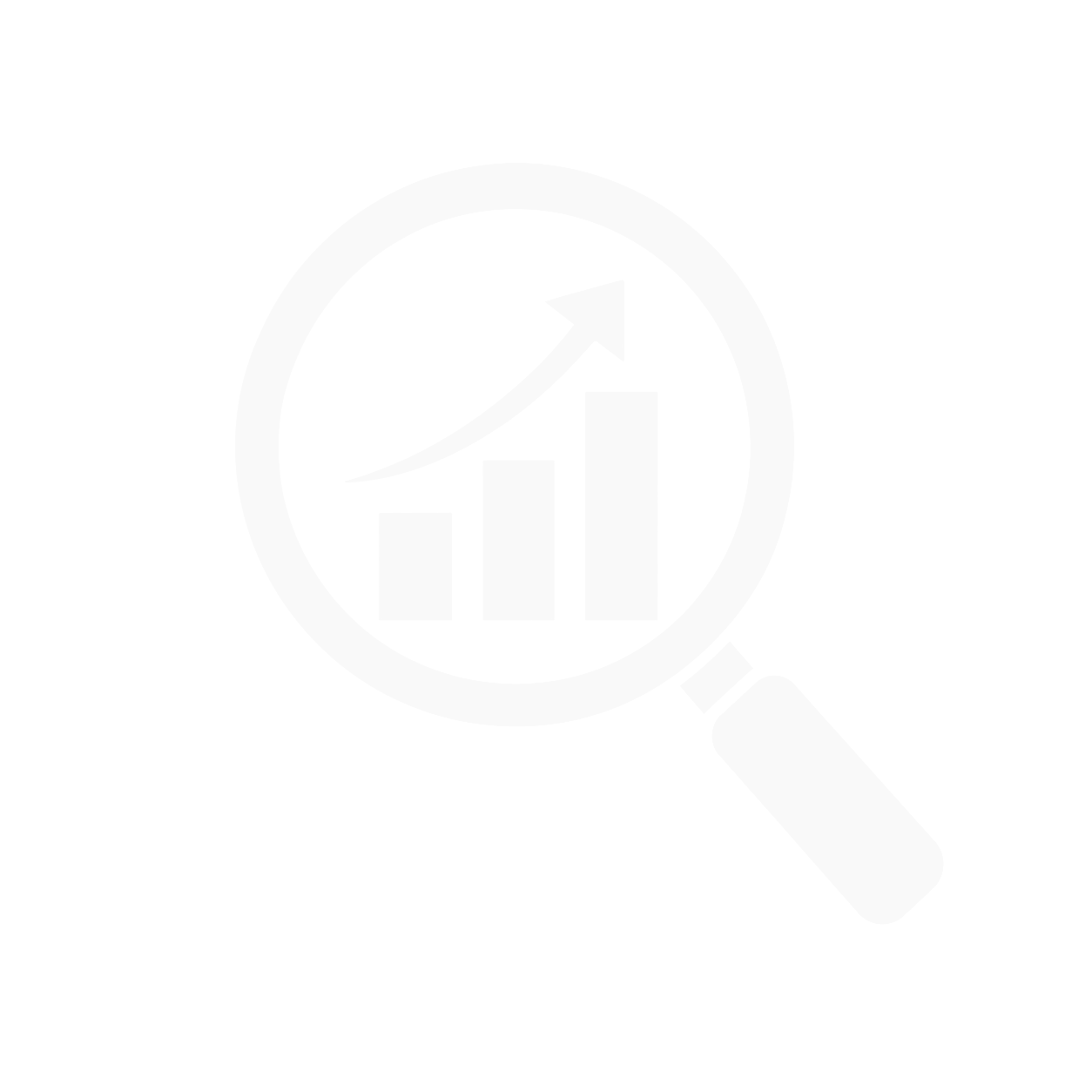 Clarity icon showing a magnifying glass over a rising performance chart