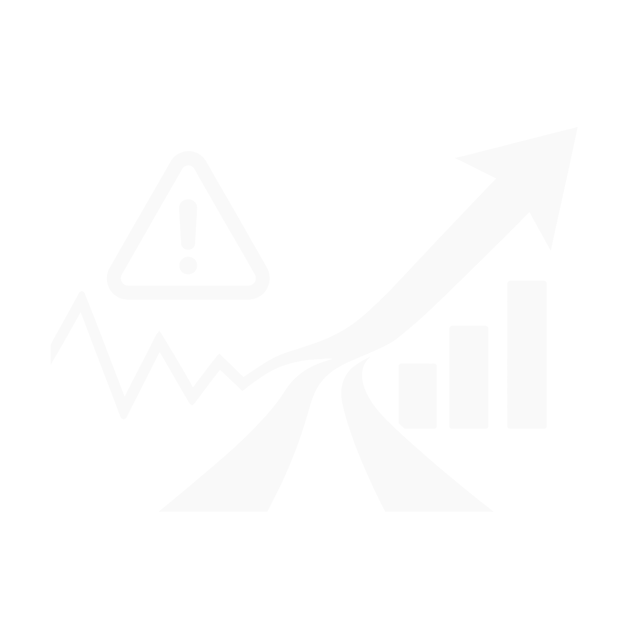 Converting uncertainty into opportunity icon showing risk signals transforming into an upward path